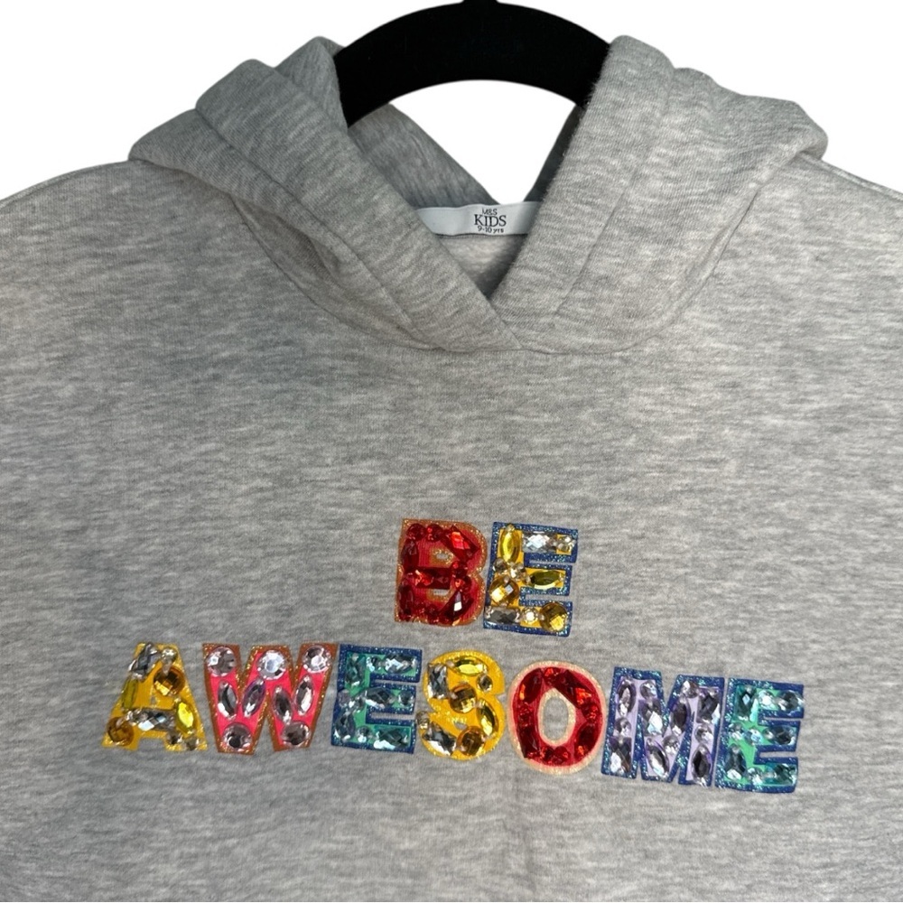 Marks & Spencer Kids Hoodie “Be Awesome” in Rainbow Jewels sz 9/10 - Picture 2 of 6